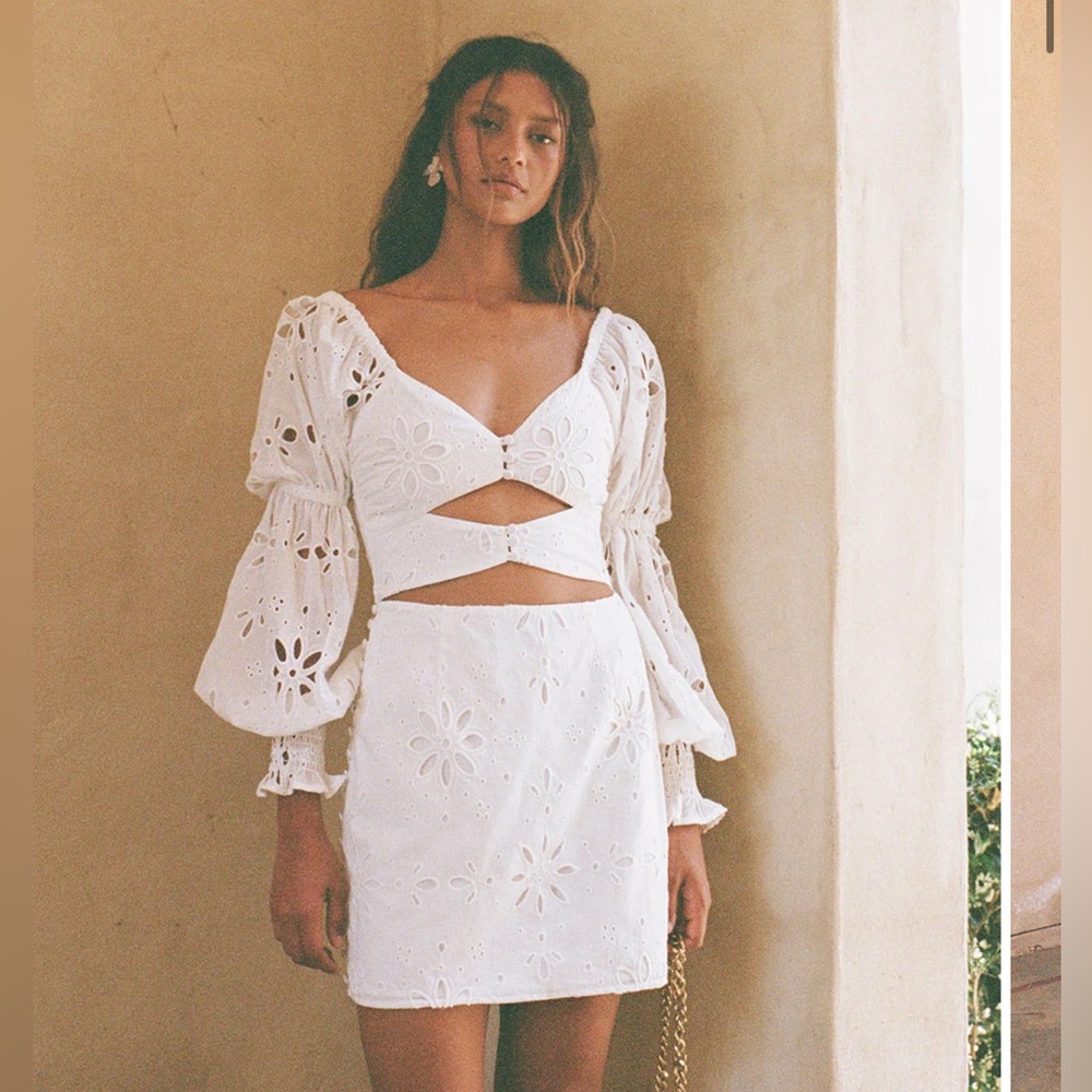 White Eyelet Cutout Dress